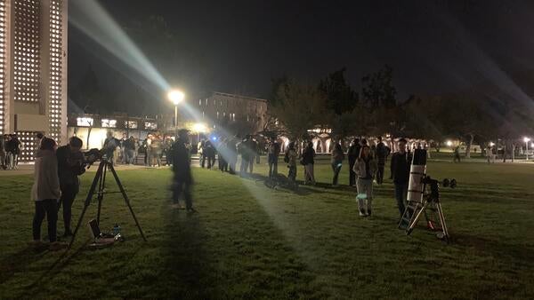 A telescope night by the UCR bell tower. 