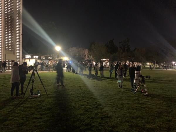 A telescope night by the UCR bell tower. 